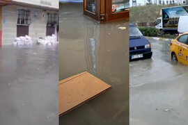 İstanbulda daşqın görüntüləri: Yağış suları evlərə doldu - VİDEO