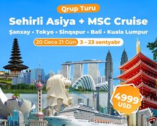 (Sehirli Asiya (5ölkə) +msc kruiz) qrup turu (21gün)