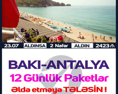 Antalya 12 Günlük Paketləri Əldə etməyə tələsin
