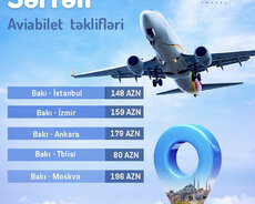 Baki-Istanbul. Aviabilet (aviakkassa Xidməti)