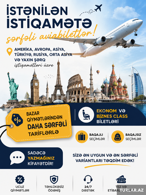 İstənilən istiqamətə sərfəli aviabiletlər İstənilən istiqamətə sərfəli aviabiletlər
